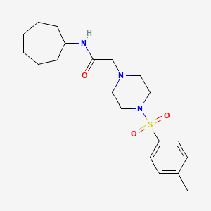 molecular formula C20H31N3O3S B14931190 N-cycloheptyl-2-{4-[(4-methylphenyl)sulfonyl]piperazin-1-yl}acetamide 