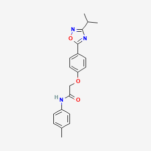 molecular formula C20H21N3O3 B14931220 N-(4-methylphenyl)-2-{4-[3-(propan-2-yl)-1,2,4-oxadiazol-5-yl]phenoxy}acetamide 