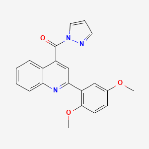 molecular formula C21H17N3O3 B14931227 [2-(2,5-dimethoxyphenyl)quinolin-4-yl](1H-pyrazol-1-yl)methanone 