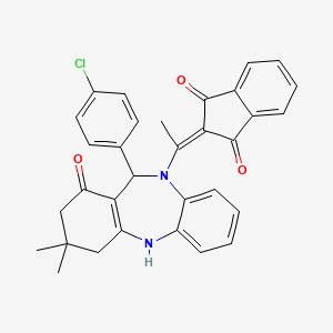 2-{1-[11-(4-chlorophenyl)-3,3-dimethyl-1-oxo-1,2,3,4,5,11-hexahydro-10H-dibenzo[b,e][1,4]diazepin-10-yl]ethylidene}-1H-indene-1,3(2H)-dione