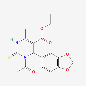 Ethyl 3-acetyl-4-(1,3-benzodioxol-5-yl)-6-methyl-2-thioxo-1,2,3,4-tetrahydropyrimidine-5-carboxylate