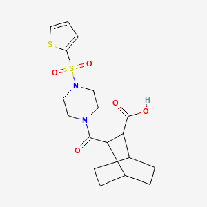 molecular formula C18H24N2O5S2 B14931373 3-{[4-(Thiophen-2-ylsulfonyl)piperazin-1-yl]carbonyl}bicyclo[2.2.2]octane-2-carboxylic acid 