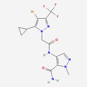 molecular formula C14H14BrF3N6O2 B14931446 4-({[4-bromo-5-cyclopropyl-3-(trifluoromethyl)-1H-pyrazol-1-yl]acetyl}amino)-1-methyl-1H-pyrazole-5-carboxamide 