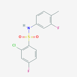 molecular formula C13H10ClF2NO2S B14931484 2-chloro-4-fluoro-N-(3-fluoro-4-methylphenyl)benzenesulfonamide 