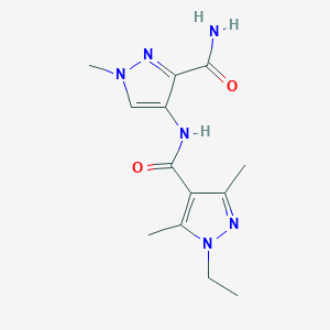 molecular formula C13H18N6O2 B14931518 4-{[(1-ethyl-3,5-dimethyl-1H-pyrazol-4-yl)carbonyl]amino}-1-methyl-1H-pyrazole-3-carboxamide 