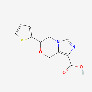 molecular formula C11H10N2O3S B1493156 6-(thiophen-2-yl)-5,6-dihydro-8H-imidazo[5,1-c][1,4]oxazine-1-carboxylic acid CAS No. 2098002-93-6
