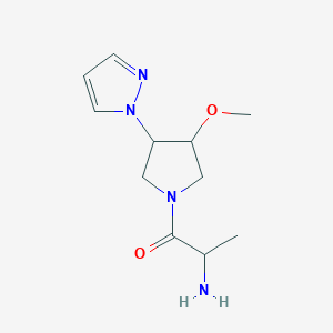 molecular formula C11H18N4O2 B1493164 2-amino-1-(3-methoxy-4-(1H-pyrazol-1-yl)pyrrolidin-1-yl)propan-1-one CAS No. 2097946-59-1