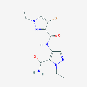 molecular formula C12H15BrN6O2 B14931708 4-bromo-N-(5-carbamoyl-1-ethyl-1H-pyrazol-4-yl)-1-ethyl-1H-pyrazole-3-carboxamide 