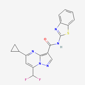 molecular formula C18H13F2N5OS B14931784 N-(1,3-benzothiazol-2-yl)-5-cyclopropyl-7-(difluoromethyl)pyrazolo[1,5-a]pyrimidine-3-carboxamide 