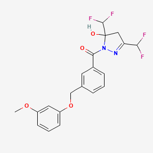 molecular formula C20H18F4N2O4 B14931807 [3,5-bis(difluoromethyl)-5-hydroxy-4,5-dihydro-1H-pyrazol-1-yl]{3-[(3-methoxyphenoxy)methyl]phenyl}methanone 