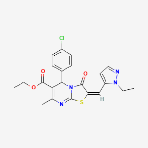 ethyl (2E)-5-(4-chlorophenyl)-2-[(1-ethyl-1H-pyrazol-5-yl)methylidene]-7-methyl-3-oxo-2,3-dihydro-5H-[1,3]thiazolo[3,2-a]pyrimidine-6-carboxylate