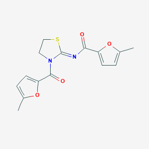 molecular formula C15H14N2O4S B14931996 5-methyl-N-{(2Z)-3-[(5-methylfuran-2-yl)carbonyl]-1,3-thiazolidin-2-ylidene}furan-2-carboxamide 