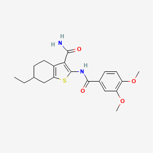 molecular formula C20H24N2O4S B14932072 2-[(3,4-Dimethoxybenzoyl)amino]-6-ethyl-4,5,6,7-tetrahydro-1-benzothiophene-3-carboxamide 