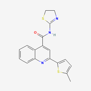 molecular formula C18H15N3OS2 B14932354 N-(4,5-dihydro-1,3-thiazol-2-yl)-2-(5-methylthiophen-2-yl)quinoline-4-carboxamide 