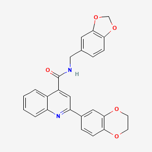 N-(1,3-benzodioxol-5-ylmethyl)-2-(2,3-dihydro-1,4-benzodioxin-6-yl)quinoline-4-carboxamide