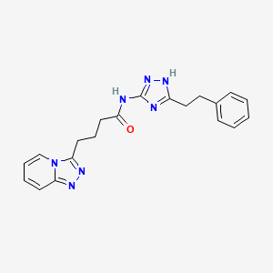 molecular formula C20H21N7O B14932452 N-[3-(2-phenylethyl)-1H-1,2,4-triazol-5-yl]-4-([1,2,4]triazolo[4,3-a]pyridin-3-yl)butanamide 