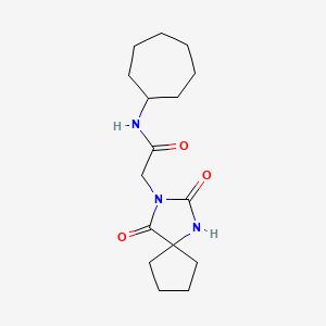 molecular formula C16H25N3O3 B14932511 N-cycloheptyl-2-(2,4-dioxo-1,3-diazaspiro[4.4]nonan-3-yl)acetamide 