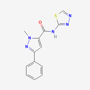 molecular formula C13H11N5OS B14932616 1-methyl-3-phenyl-N-(1,3,4-thiadiazol-2-yl)-1H-pyrazole-5-carboxamide 