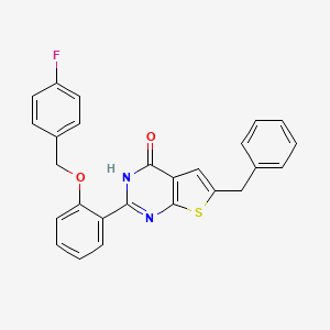 molecular formula C26H19FN2O2S B14932742 6-benzyl-2-{2-[(4-fluorobenzyl)oxy]phenyl}thieno[2,3-d]pyrimidin-4(3H)-one 