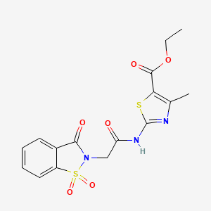 ethyl 2-{[(1,1-dioxido-3-oxo-1,2-benzothiazol-2(3H)-yl)acetyl]amino}-4-methyl-1,3-thiazole-5-carboxylate