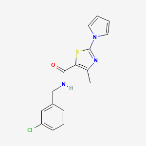 molecular formula C16H14ClN3OS B14932892 N-(3-chlorobenzyl)-4-methyl-2-(1H-pyrrol-1-yl)-1,3-thiazole-5-carboxamide 