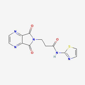 molecular formula C12H9N5O3S B14932909 3-(5,7-dioxo-5,7-dihydro-6H-pyrrolo[3,4-b]pyrazin-6-yl)-N-(1,3-thiazol-2-yl)propanamide 