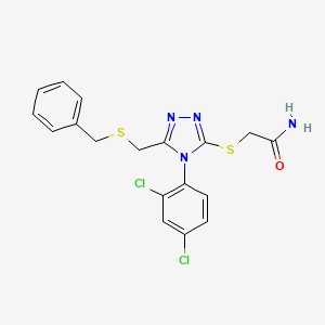 molecular formula C18H16Cl2N4OS2 B14932916 2-({5-[(benzylsulfanyl)methyl]-4-(2,4-dichlorophenyl)-4H-1,2,4-triazol-3-yl}sulfanyl)acetamide 