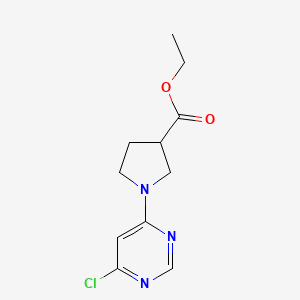 molecular formula C11H14ClN3O2 B1493295 Ethyl 1-(6-chloropyrimidin-4-yl)pyrrolidine-3-carboxylate CAS No. 2098111-35-2