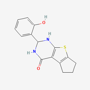 molecular formula C15H14N2O2S B14932966 2-(2-hydroxyphenyl)-1,2,3,5,6,7-hexahydro-4H-cyclopenta[4,5]thieno[2,3-d]pyrimidin-4-one 