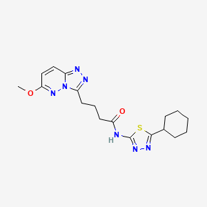 molecular formula C18H23N7O2S B14932983 N-(5-cyclohexyl-1,3,4-thiadiazol-2-yl)-4-(6-methoxy[1,2,4]triazolo[4,3-b]pyridazin-3-yl)butanamide 