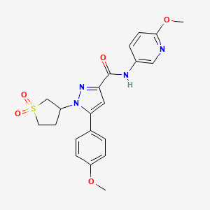 molecular formula C21H22N4O5S B14933037 1-(1,1-dioxidotetrahydrothiophen-3-yl)-5-(4-methoxyphenyl)-N-(6-methoxypyridin-3-yl)-1H-pyrazole-3-carboxamide 