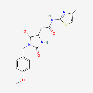 molecular formula C17H18N4O4S B14933067 2-[1-(4-methoxybenzyl)-2,5-dioxoimidazolidin-4-yl]-N-(4-methyl-1,3-thiazol-2-yl)acetamide 