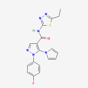 N-(5-ethyl-1,3,4-thiadiazol-2-yl)-1-(4-fluorophenyl)-5-(1H-pyrrol-1-yl)-1H-pyrazole-4-carboxamide