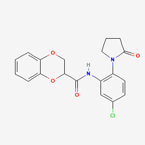 molecular formula C19H17ClN2O4 B14933173 N-[5-chloro-2-(2-oxopyrrolidin-1-yl)phenyl]-2,3-dihydro-1,4-benzodioxine-2-carboxamide 