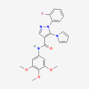 molecular formula C23H21FN4O4 B14933174 1-(2-fluorophenyl)-5-(1H-pyrrol-1-yl)-N-(3,4,5-trimethoxyphenyl)-1H-pyrazole-4-carboxamide 