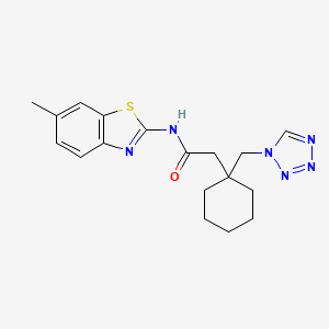 molecular formula C18H22N6OS B14933237 N-[(2Z)-6-methyl-1,3-benzothiazol-2(3H)-ylidene]-2-[1-(1H-tetrazol-1-ylmethyl)cyclohexyl]acetamide 