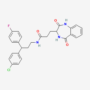 molecular formula C27H25ClFN3O3 B14933259 N-[3-(4-chlorophenyl)-3-(4-fluorophenyl)propyl]-3-(2,5-dioxo-2,3,4,5-tetrahydro-1H-1,4-benzodiazepin-3-yl)propanamide 