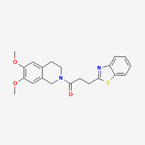 molecular formula C21H22N2O3S B14933274 3-(1,3-benzothiazol-2-yl)-1-(6,7-dimethoxy-3,4-dihydroisoquinolin-2(1H)-yl)propan-1-one 