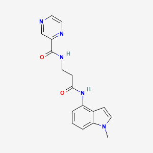 molecular formula C17H17N5O2 B14933329 N-{3-[(1-methyl-1H-indol-4-yl)amino]-3-oxopropyl}pyrazine-2-carboxamide 