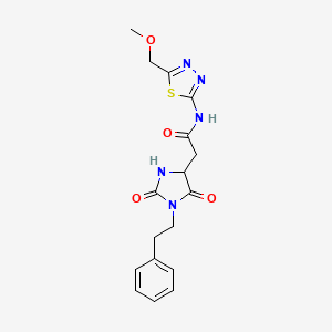 2-[2,5-dioxo-1-(2-phenylethyl)imidazolidin-4-yl]-N-[5-(methoxymethyl)-1,3,4-thiadiazol-2-yl]acetamide