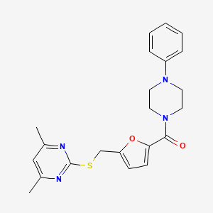 molecular formula C22H24N4O2S B14933489 (5-{[(4,6-Dimethylpyrimidin-2-yl)sulfanyl]methyl}furan-2-yl)(4-phenylpiperazin-1-yl)methanone 