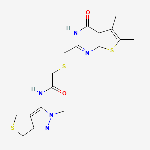 2-{[(4-hydroxy-5,6-dimethylthieno[2,3-d]pyrimidin-2-yl)methyl]sulfanyl}-N-(2-methyl-2,6-dihydro-4H-thieno[3,4-c]pyrazol-3-yl)acetamide