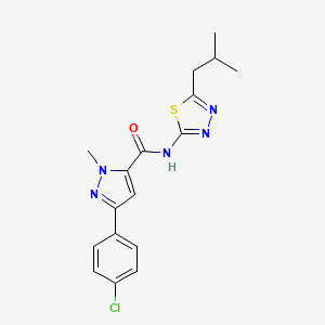 molecular formula C17H18ClN5OS B14933509 3-(4-chlorophenyl)-N-(5-isobutyl-1,3,4-thiadiazol-2-yl)-1-methyl-1H-pyrazole-5-carboxamide 