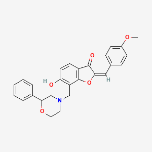 molecular formula C27H25NO5 B14933515 (2E)-6-hydroxy-2-(4-methoxybenzylidene)-7-[(2-phenylmorpholin-4-yl)methyl]-1-benzofuran-3(2H)-one 