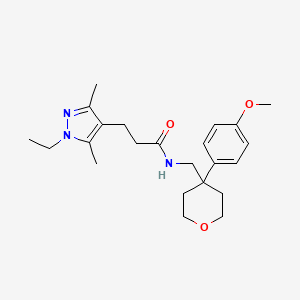 3-(1-ethyl-3,5-dimethyl-1H-pyrazol-4-yl)-N-{[4-(4-methoxyphenyl)tetrahydro-2H-pyran-4-yl]methyl}propanamide