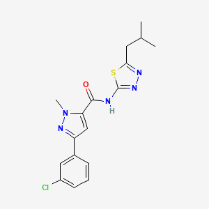 3-(3-chlorophenyl)-1-methyl-N-[5-(2-methylpropyl)-1,3,4-thiadiazol-2-yl]-1H-pyrazole-5-carboxamide