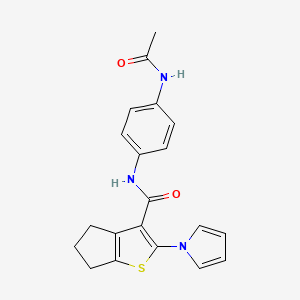 molecular formula C20H19N3O2S B14933578 N-[4-(acetylamino)phenyl]-2-(1H-pyrrol-1-yl)-5,6-dihydro-4H-cyclopenta[b]thiophene-3-carboxamide 