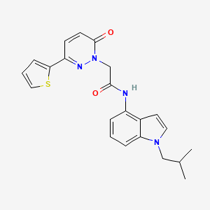 molecular formula C22H22N4O2S B14933608 N-[1-(2-methylpropyl)-1H-indol-4-yl]-2-[6-oxo-3-(thiophen-2-yl)pyridazin-1(6H)-yl]acetamide 