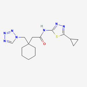 molecular formula C15H21N7OS B14933666 N-[(2E)-5-cyclopropyl-1,3,4-thiadiazol-2(3H)-ylidene]-2-[1-(1H-tetrazol-1-ylmethyl)cyclohexyl]acetamide 