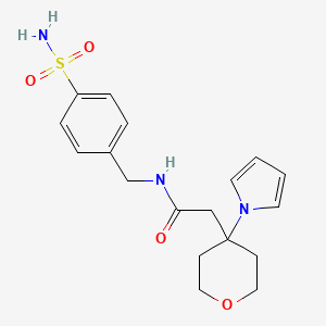 molecular formula C18H23N3O4S B14933680 2-[4-(1H-pyrrol-1-yl)tetrahydro-2H-pyran-4-yl]-N-(4-sulfamoylbenzyl)acetamide 